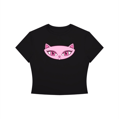 Pink Cat Crewneck Crop T-Shirt