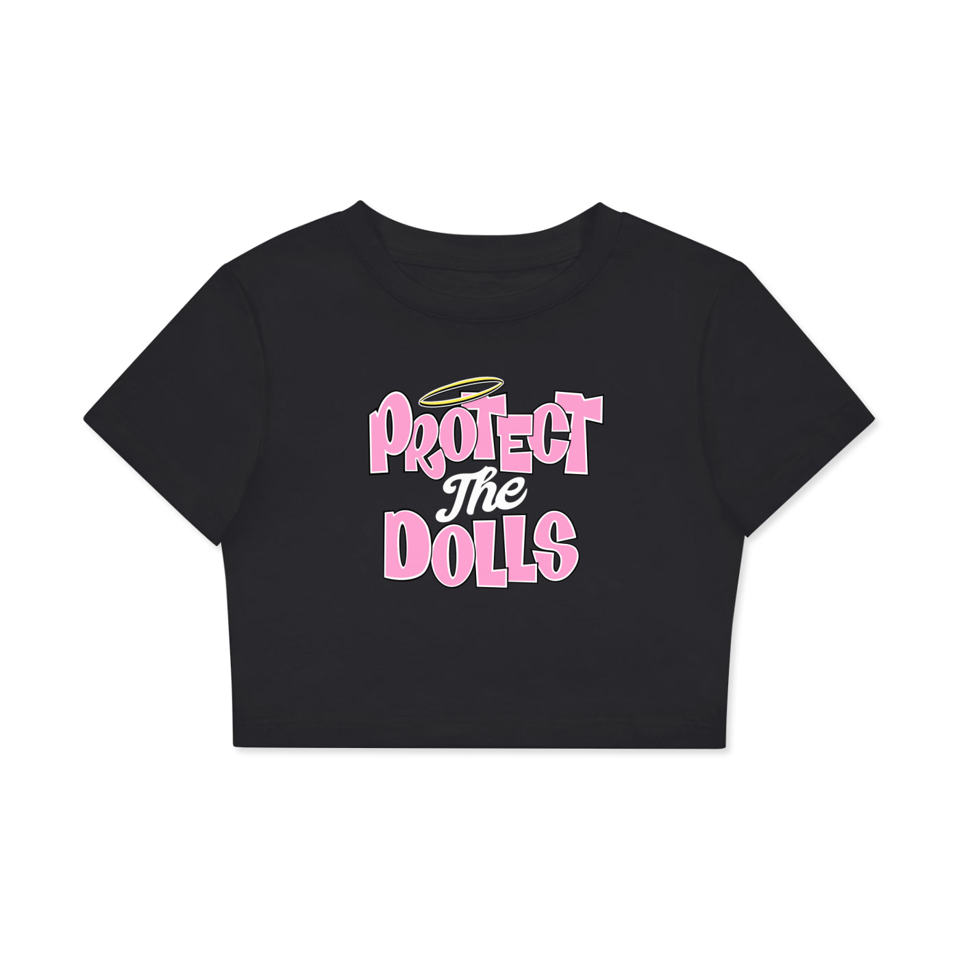 Protect The Dolls Fitted Crop Cotton T-Shirt