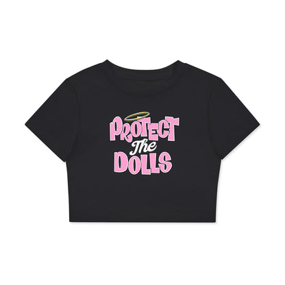 Protect The Dolls Fitted Crop Cotton T-Shirt