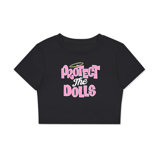 Protect The Dolls Fitted Crop Cotton T-Shirt