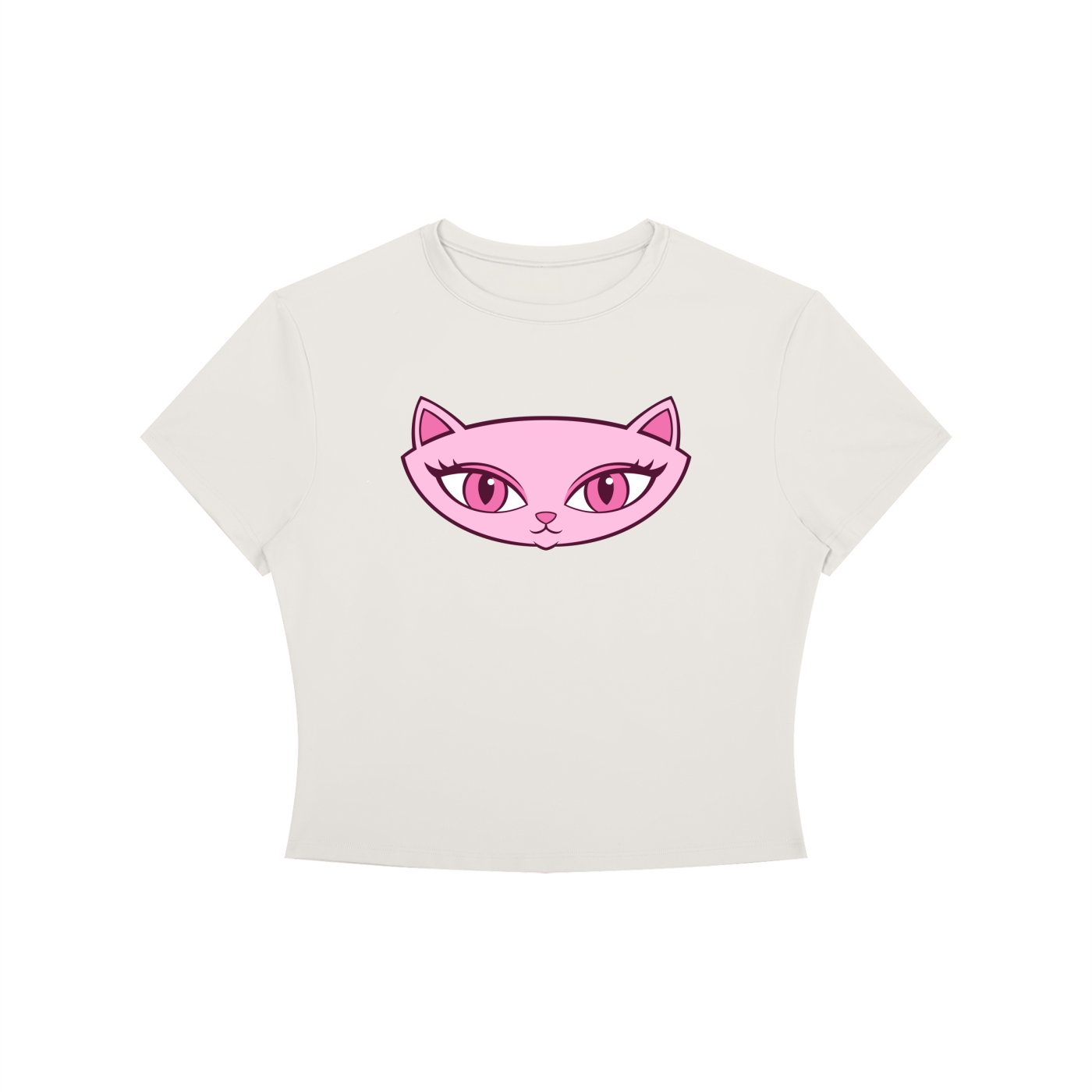 Pink Cat Crewneck Crop T-Shirt