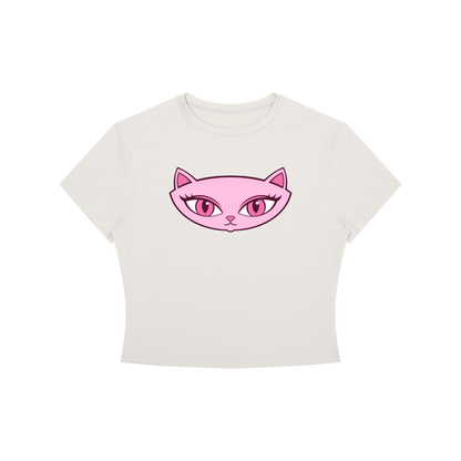 Pink Cat Crewneck Crop T-Shirt