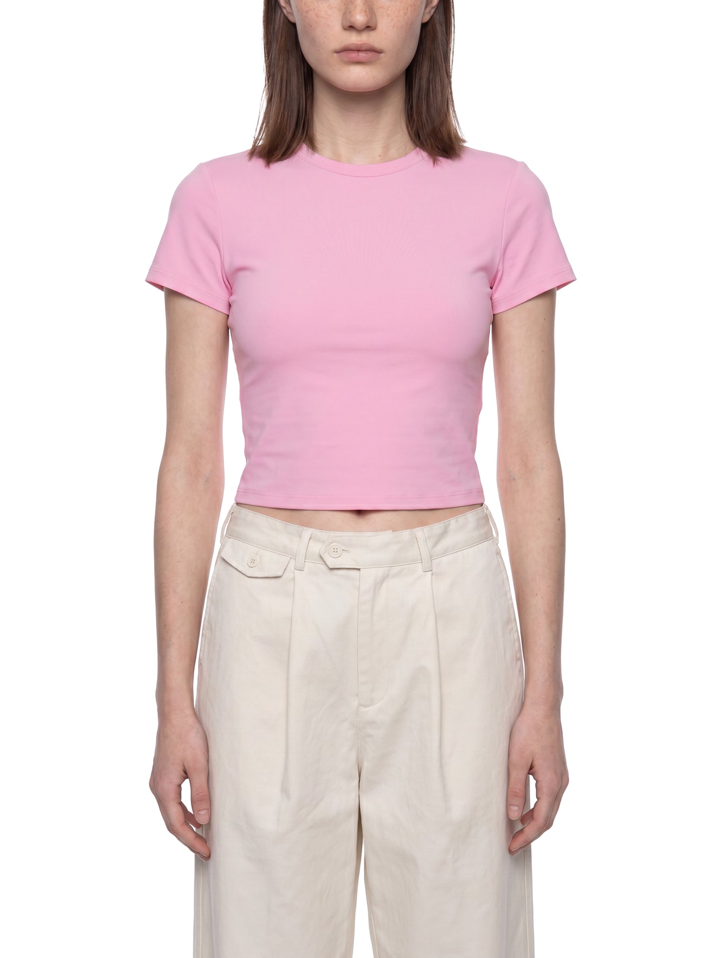 Pink Cat Crewneck Crop T-Shirt